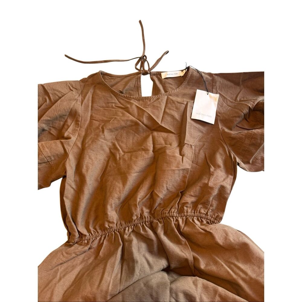 Mejiong Park size small brown balloon sleeve midi dress - NWT - Picture 3 of 6